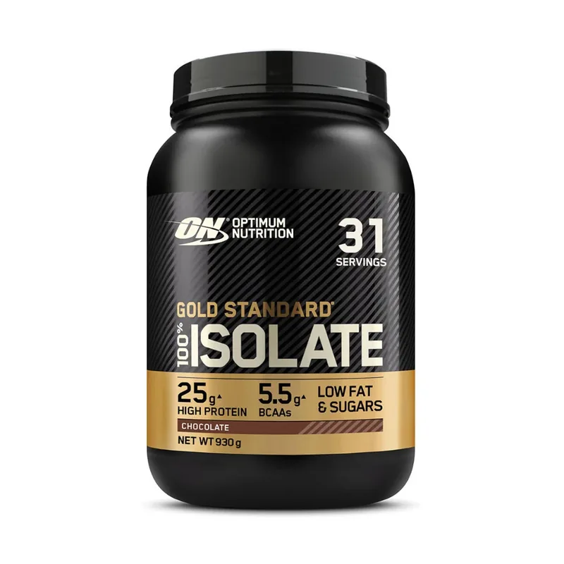 Envase de Optimum Nutrition · Gold Standard 100% Isolate, Chocolate · 930 g