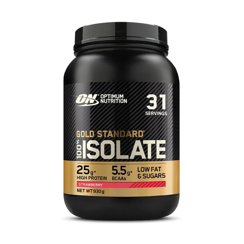 Envase de Optimum Nutrition · Gold Standard 100% Isolate, Fresa · 930 g