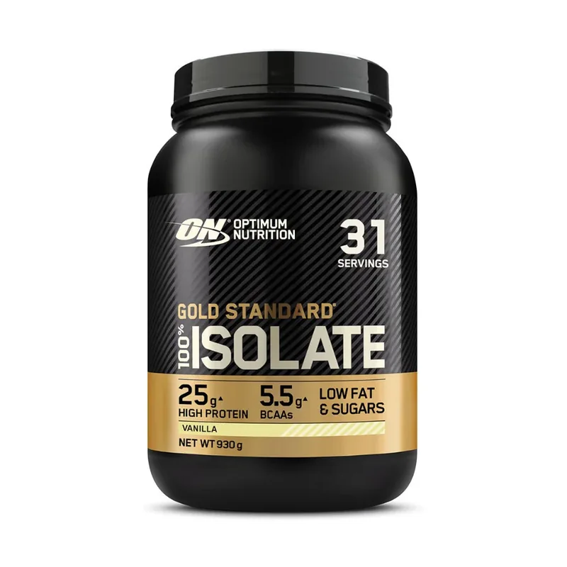 Envase de Optimum Nutrition · Gold Standard 100% Isolate, Vainilla · 930 g